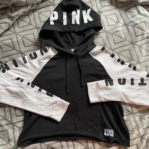 Pink Victoria Secret crop hoodie